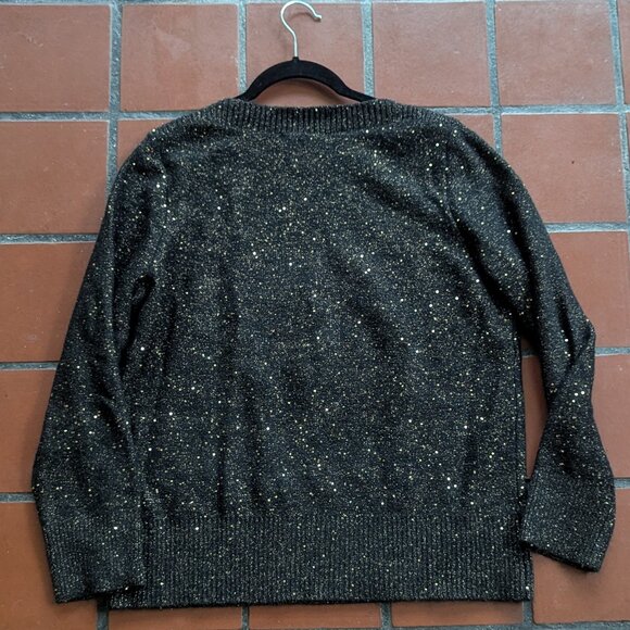 Ann Taylor LOFT Sweater. Brown with Gold Champagne Sparkles Size Large - Picture 16 of 16